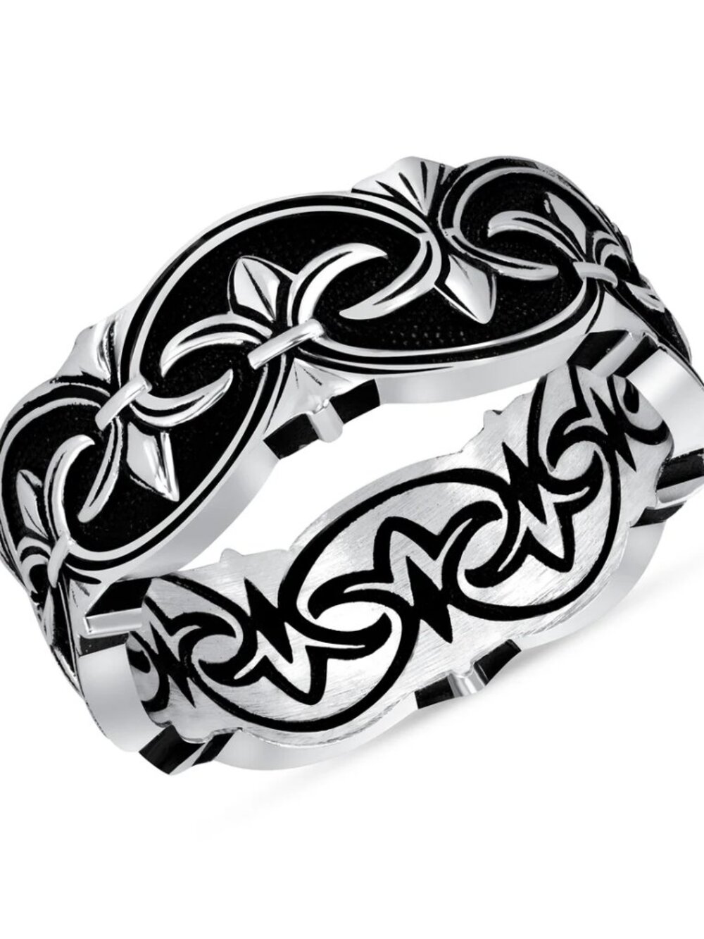 NEW 925 STERLING SILVER MEN Tire Design Oxidized ETERNITY WEDDING BAND